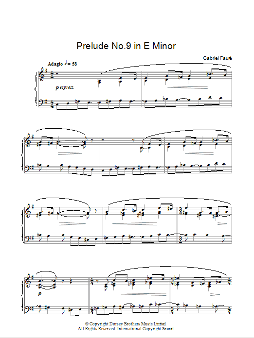 Download Gabriel Faure Prelude No. 9 In E Minor Sheet Music