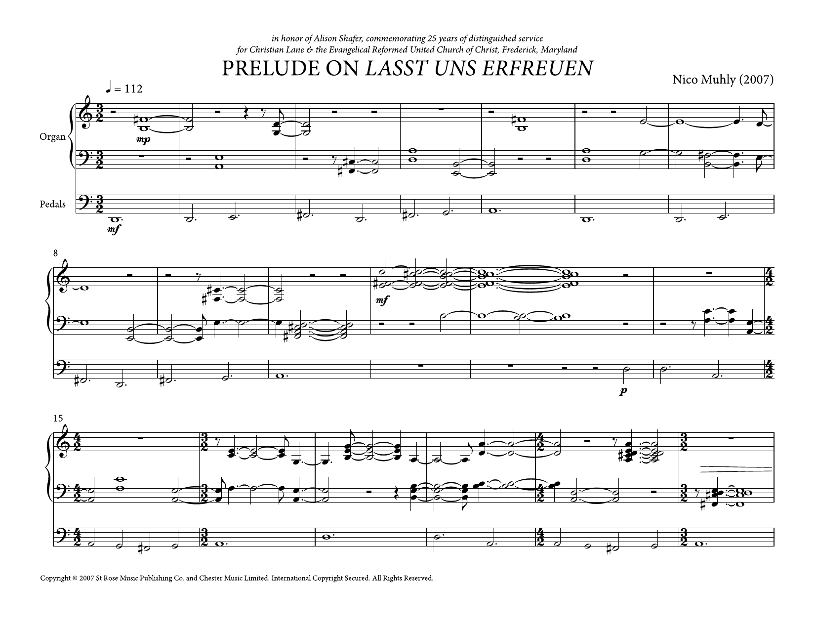 Download Nico Muhly Prelude On Lasst Uns Erfreuen Sheet Music