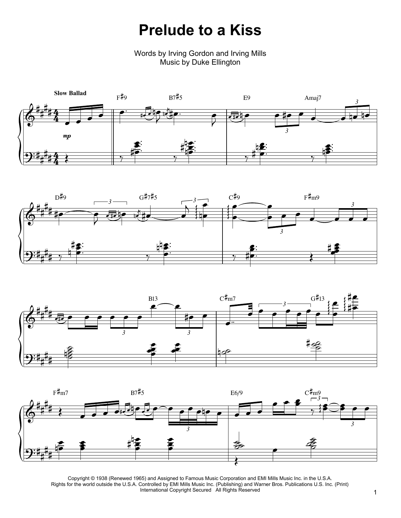 Download Oscar Peterson Prelude To A Kiss Sheet Music