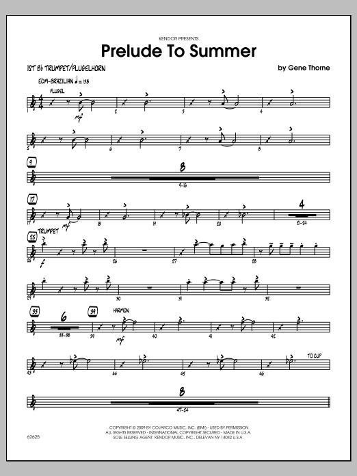 Download Gene Thorne Prelude To Summer - 1st Bb Trumpet Sheet Music