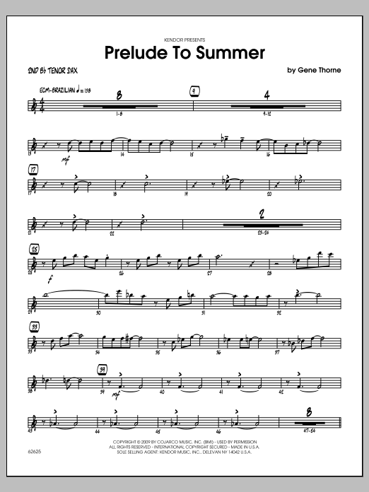 Download Gene Thorne Prelude To Summer - 2nd Bb Tenor Saxoph Sheet Music