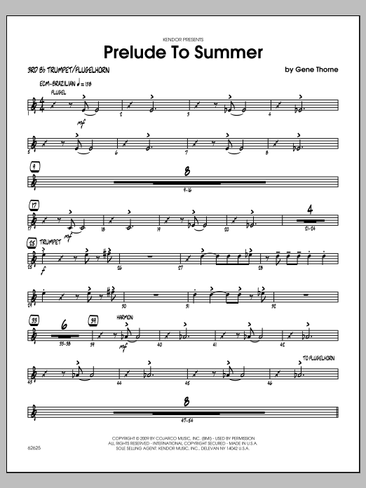 Download Gene Thorne Prelude To Summer - 3rd Bb Trumpet Sheet Music