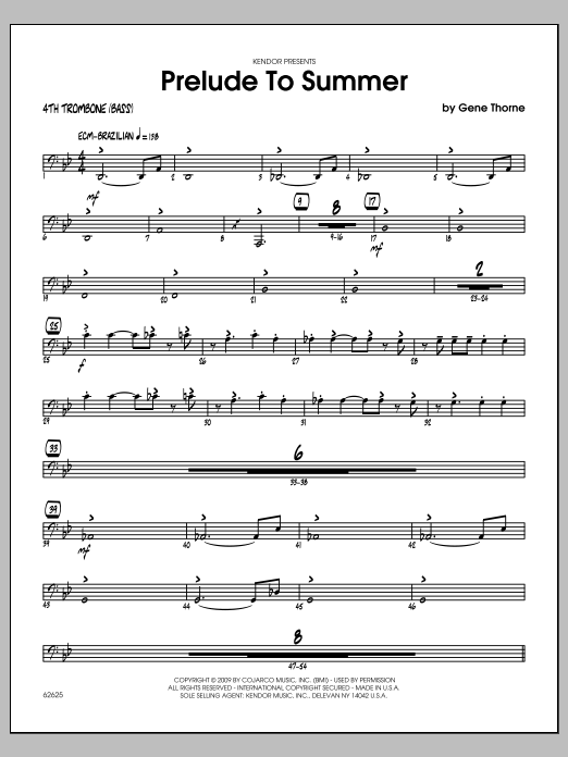 Download Gene Thorne Prelude To Summer - 4th Trombone Sheet Music