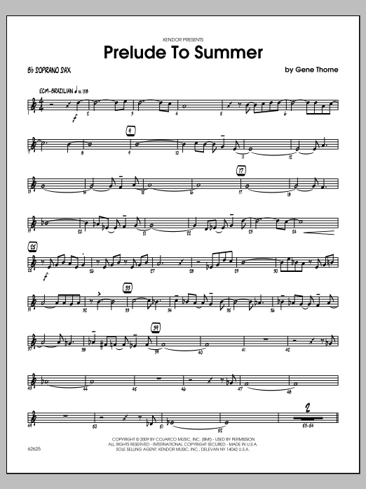 Download Gene Thorne Prelude To Summer - Bb Soprano Sax Sheet Music