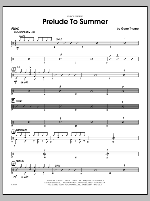 Download Gene Thorne Prelude To Summer - Drums Sheet Music