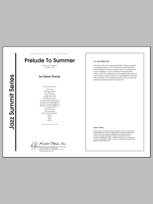 Download Gene Thorne Prelude To Summer - Full Score Sheet Music