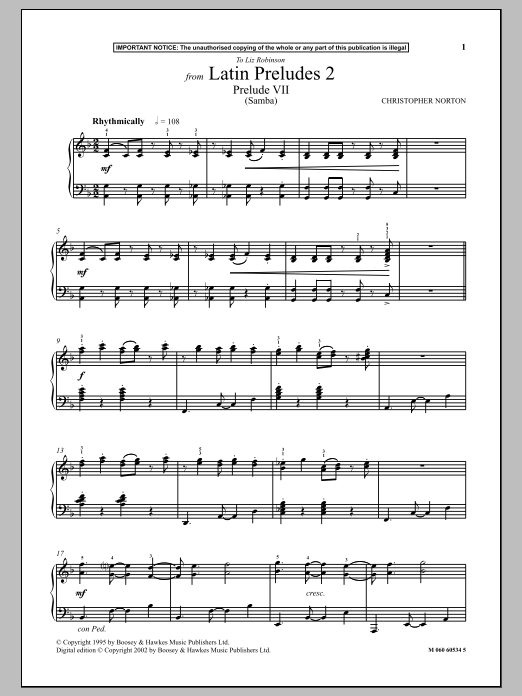 Download Christopher Norton Prelude VII (Samba) (from Latin Prelude Sheet Music