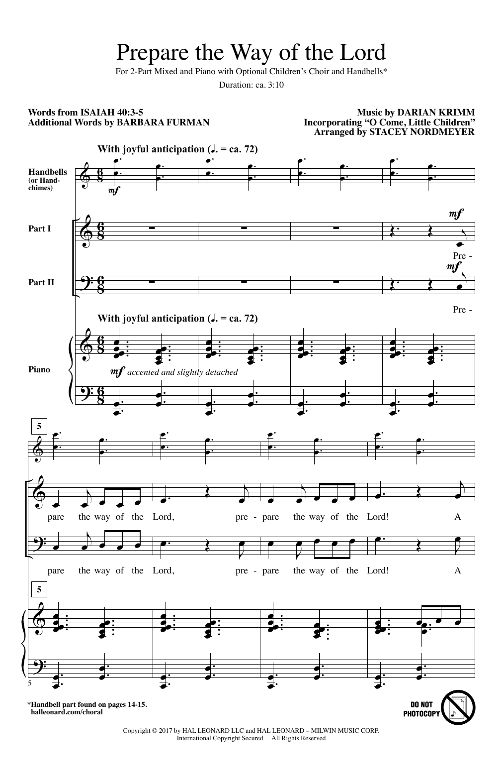 Download Darian Krimm Prepare The Way Of The Lord (arr. Stace Sheet Music