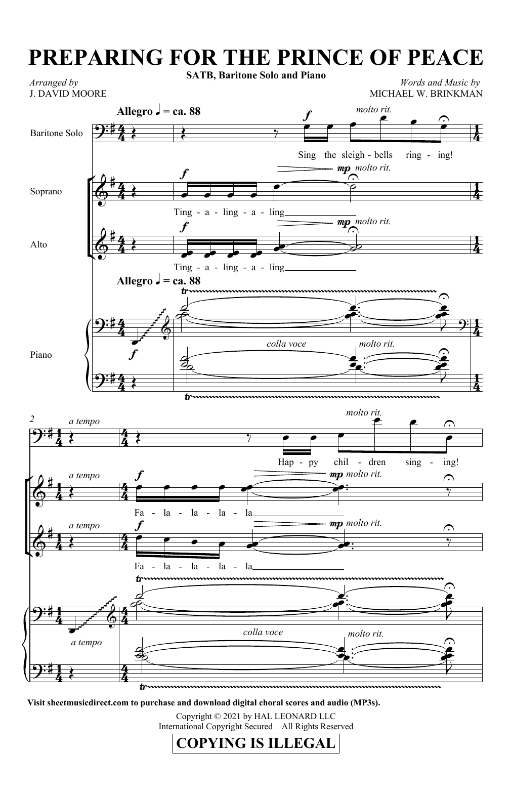 Download Michael W. Brinkman Preparing For The Prince Of Peace (arr. Sheet Music