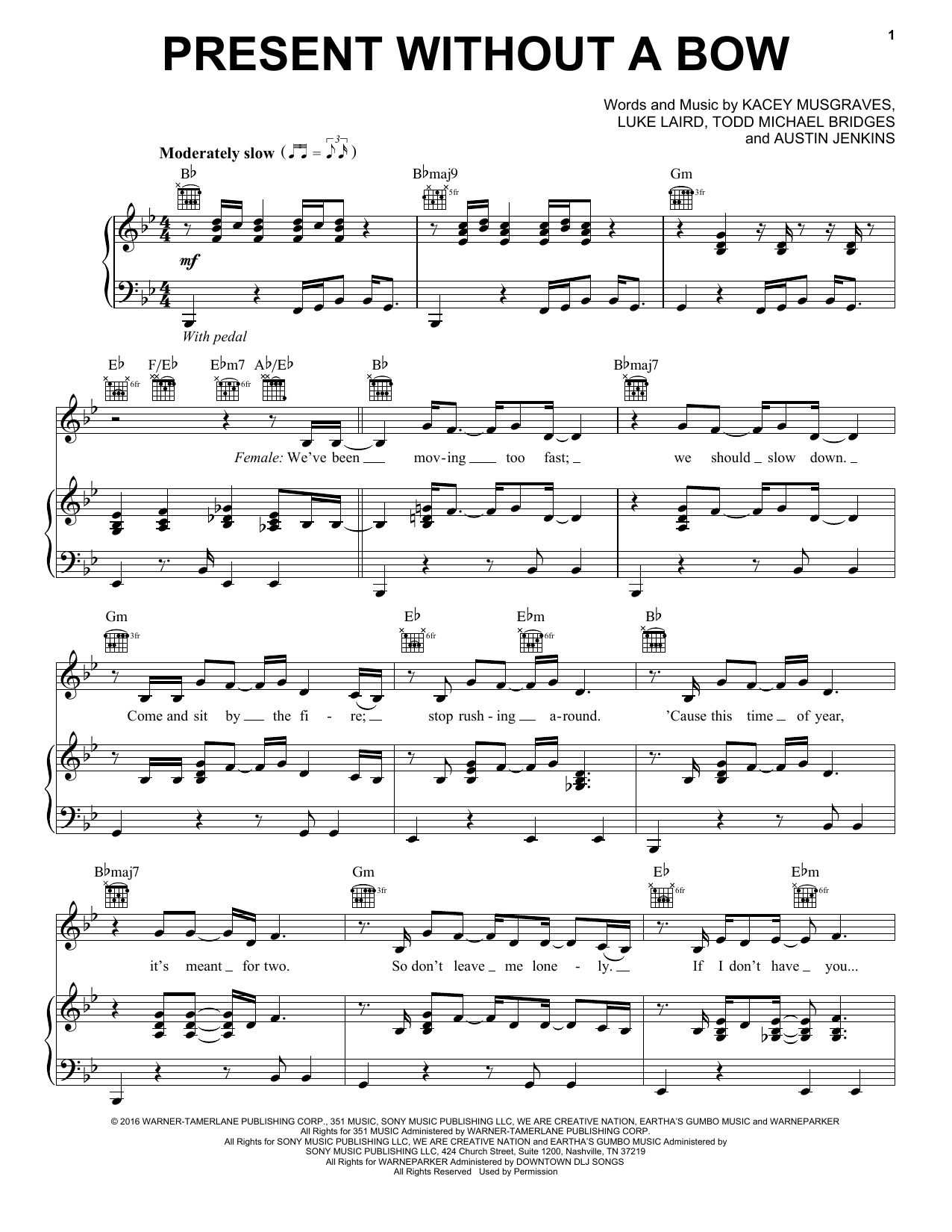 Download Kacey Musgraves Present Without A Bow (feat. Leon Bridg Sheet Music