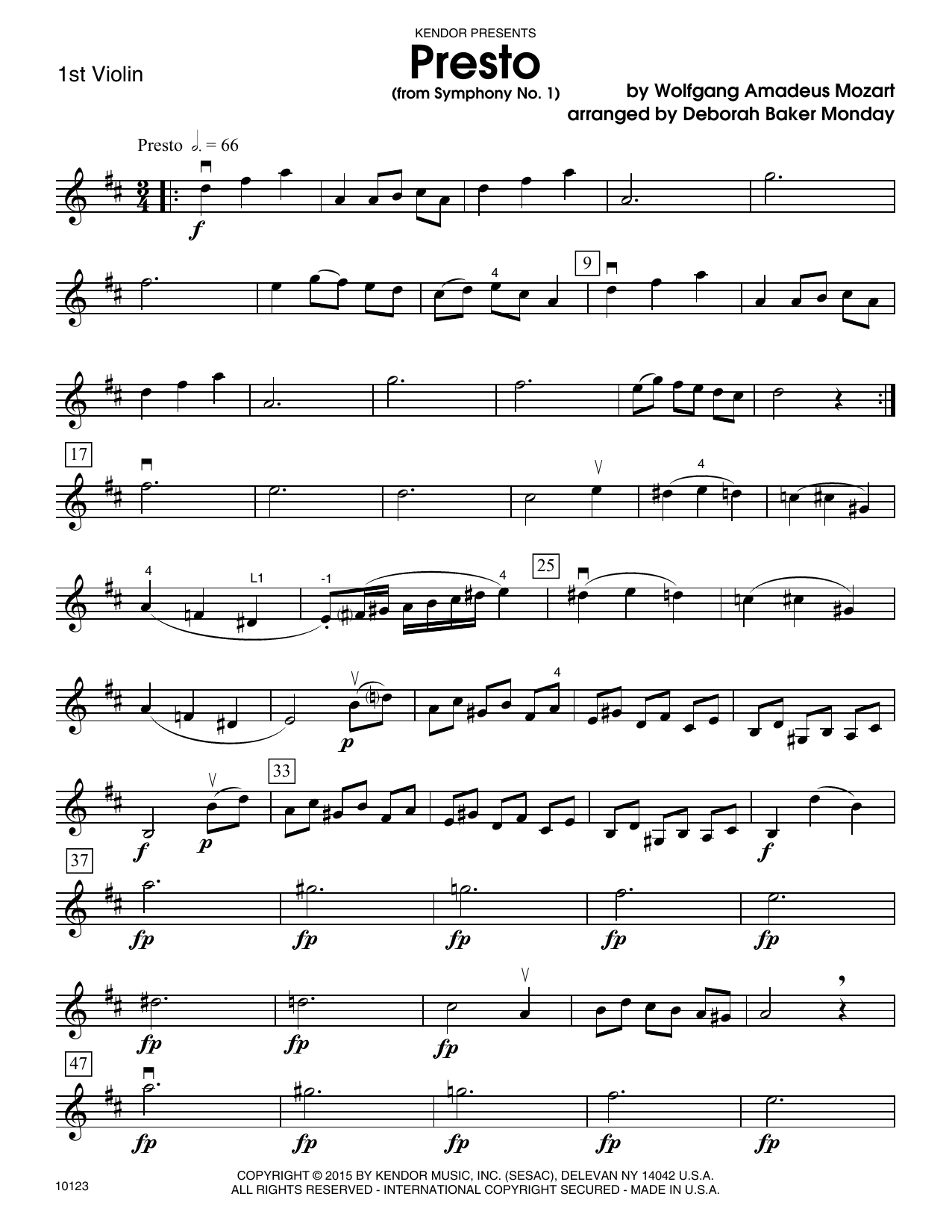 Download Deborah Baker Monday Presto (from Symphony No. 1) - 1st Viol Sheet Music