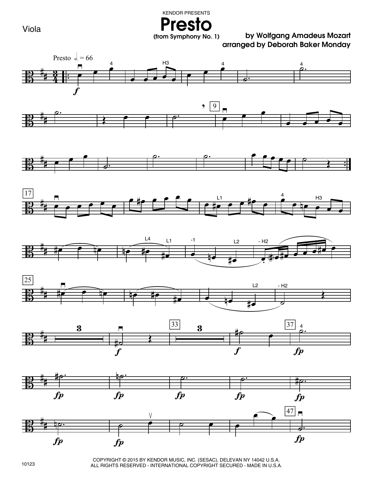 Download Deborah Baker Monday Presto (from Symphony No. 1) - Viola Sheet Music
