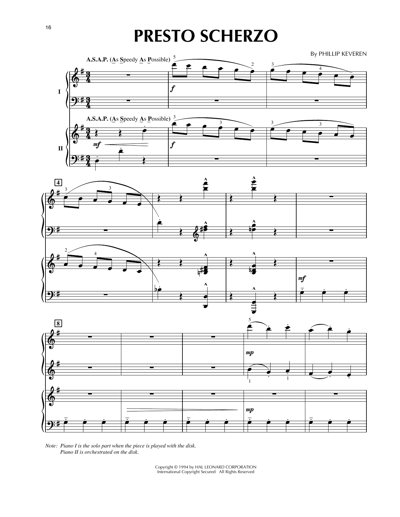 Download Phillip Keveren Presto Scherzo (from Presto Scherzo) (f Sheet Music