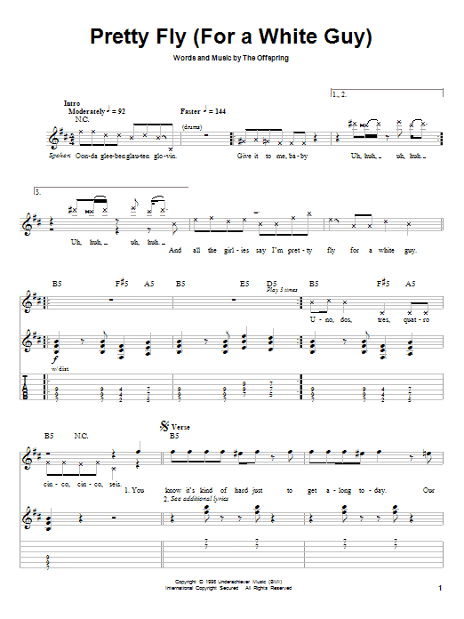 Download The Offspring Pretty Fly (For A White Guy) Sheet Music
