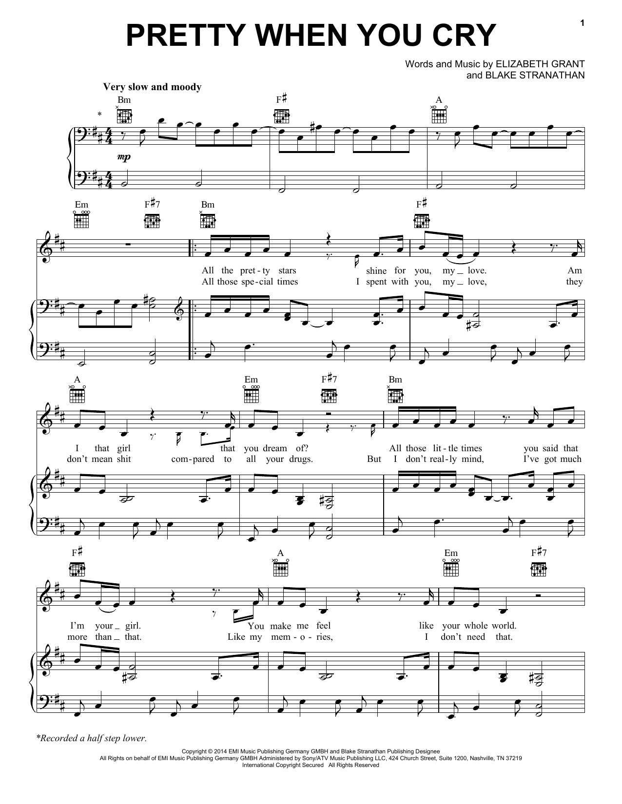 Download Lana Del Rey Pretty When You Cry Sheet Music