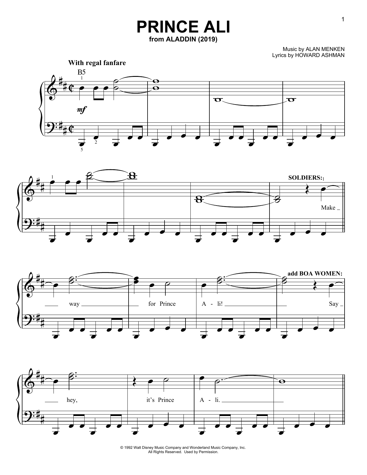 Download Will Smith Prince Ali (from Disney's Aladdin) Sheet Music