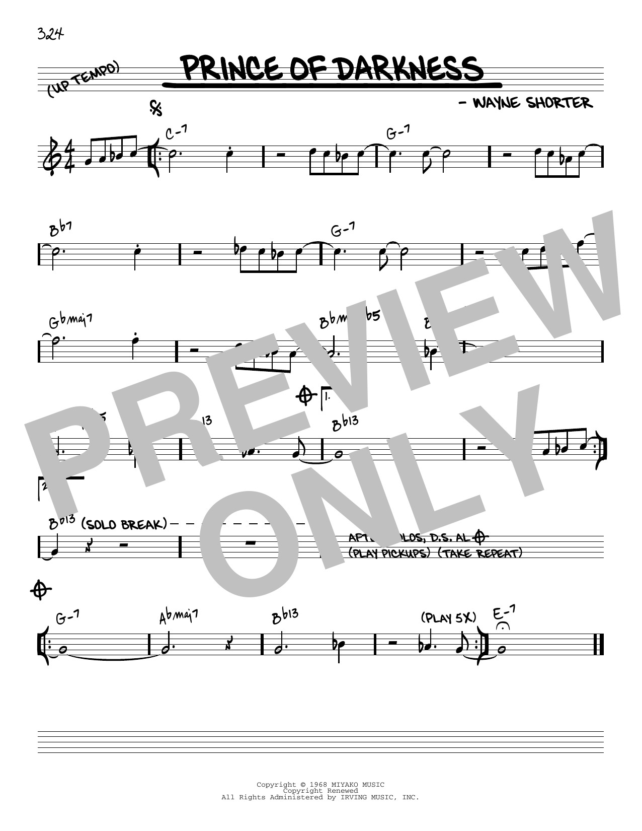 Download Wayne Shorter Prince Of Darkness [Reharmonized versio Sheet Music