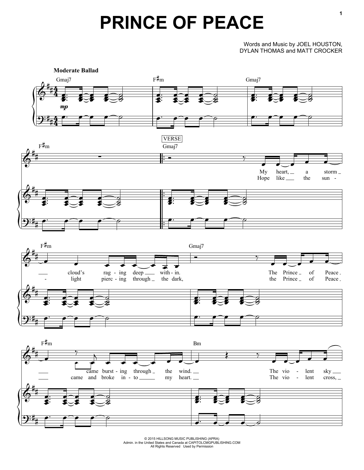 Download Hillsong United Prince Of Peace Sheet Music