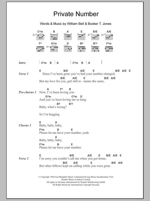 Download William Bell & Judy Clay Private Number Sheet Music