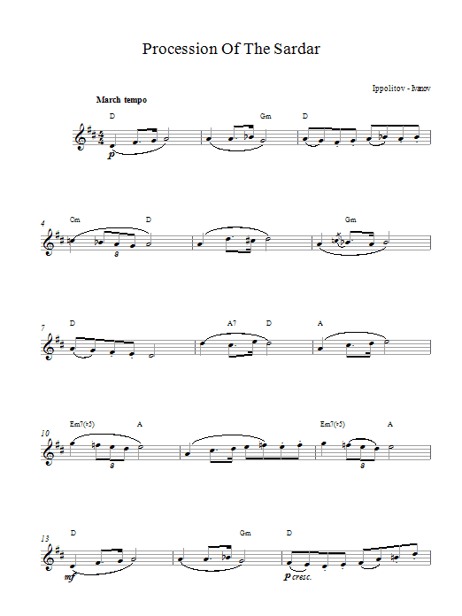 Ivanov Ippolitov Procession Of The Sardar sheet music notes printable PDF score
