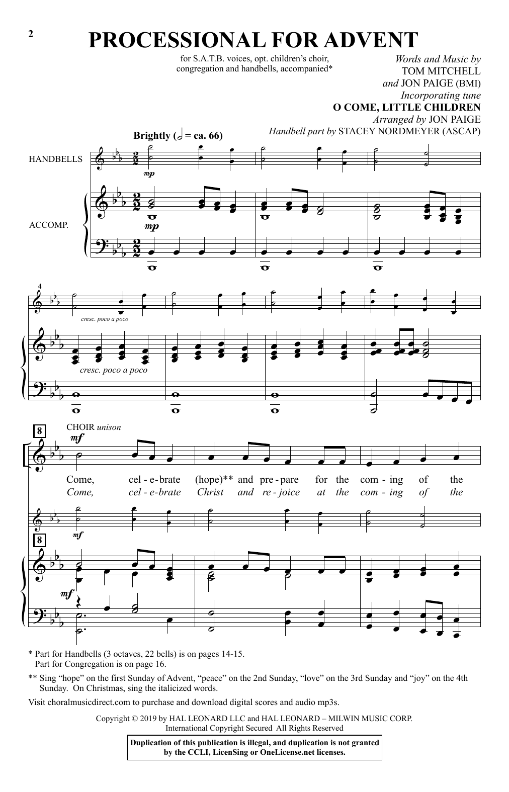 Download Tom Mitchell & Jon Paige Processional For Advent Sheet Music