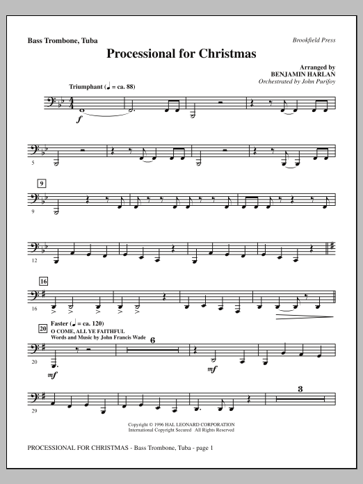 Download Benjamin Harlan Processional For Christmas - Bass Tromb Sheet Music