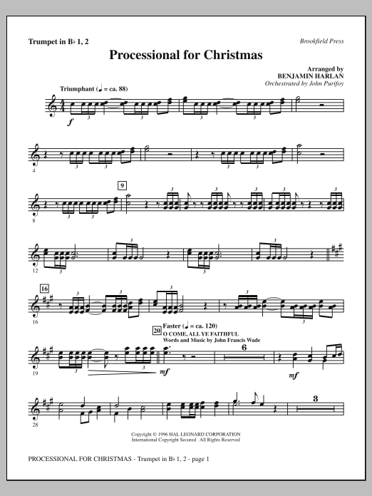 Download Benjamin Harlan Processional For Christmas - Bb Trumpet Sheet Music