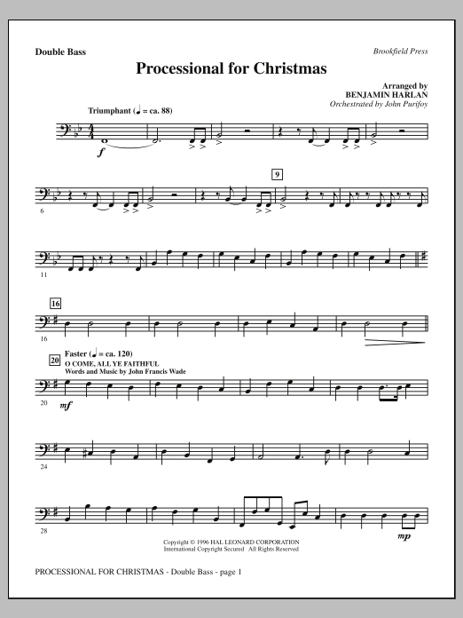 Download Benjamin Harlan Processional For Christmas - Double Bas Sheet Music