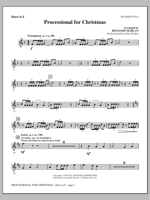 Download Benjamin Harlan Processional For Christmas - F Horn Sheet Music