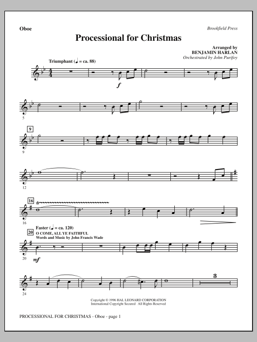 Download Benjamin Harlan Processional For Christmas - Oboe Sheet Music