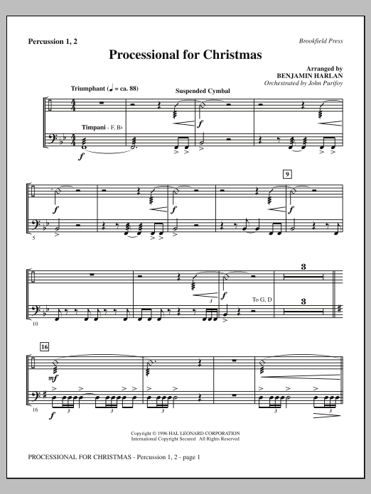 Download Benjamin Harlan Processional For Christmas - Percussion Sheet Music