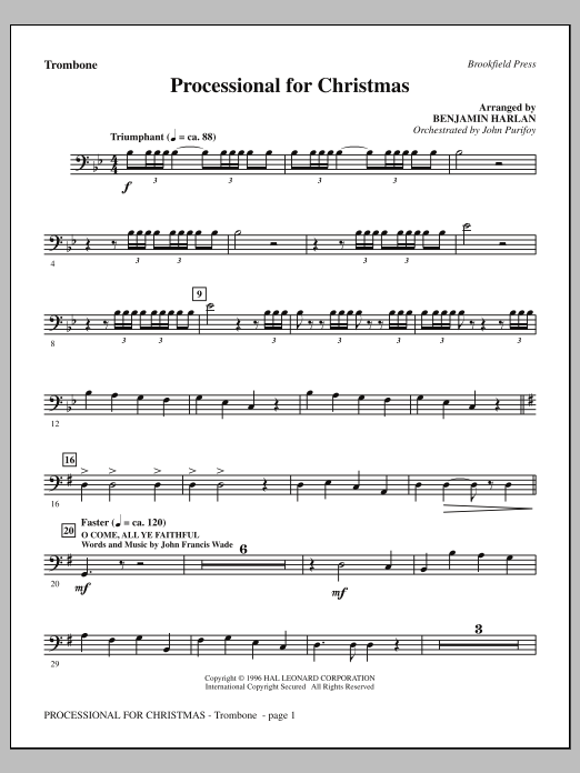 Download Benjamin Harlan Processional For Christmas - Trombone Sheet Music