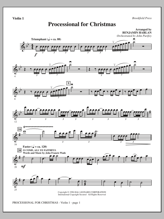 Download Benjamin Harlan Processional For Christmas - Violin 1 Sheet Music
