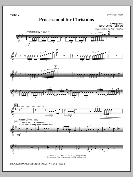 Download Benjamin Harlan Processional For Christmas - Violin 2 Sheet Music