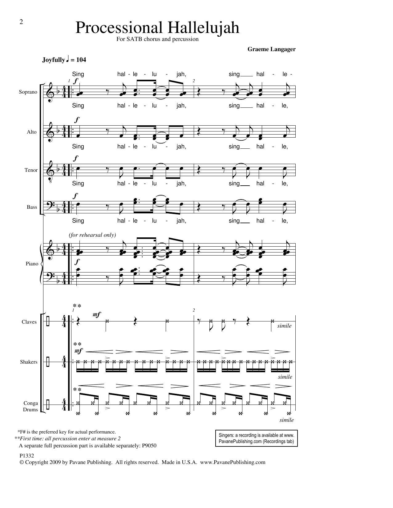 Download Graeme Langager Processional Hallelujah Sheet Music