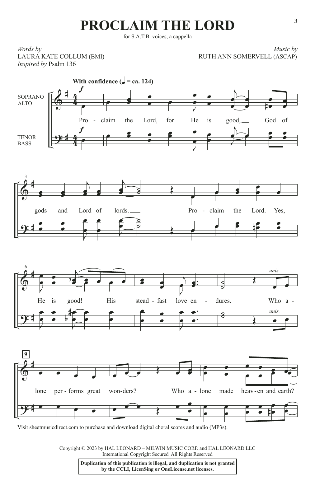 Download Ruth Ann Somervell Proclaim The Lord Sheet Music