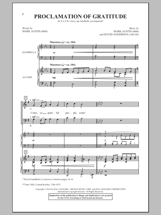 Download Mark Austin Proclamation Of Gratitude Sheet Music