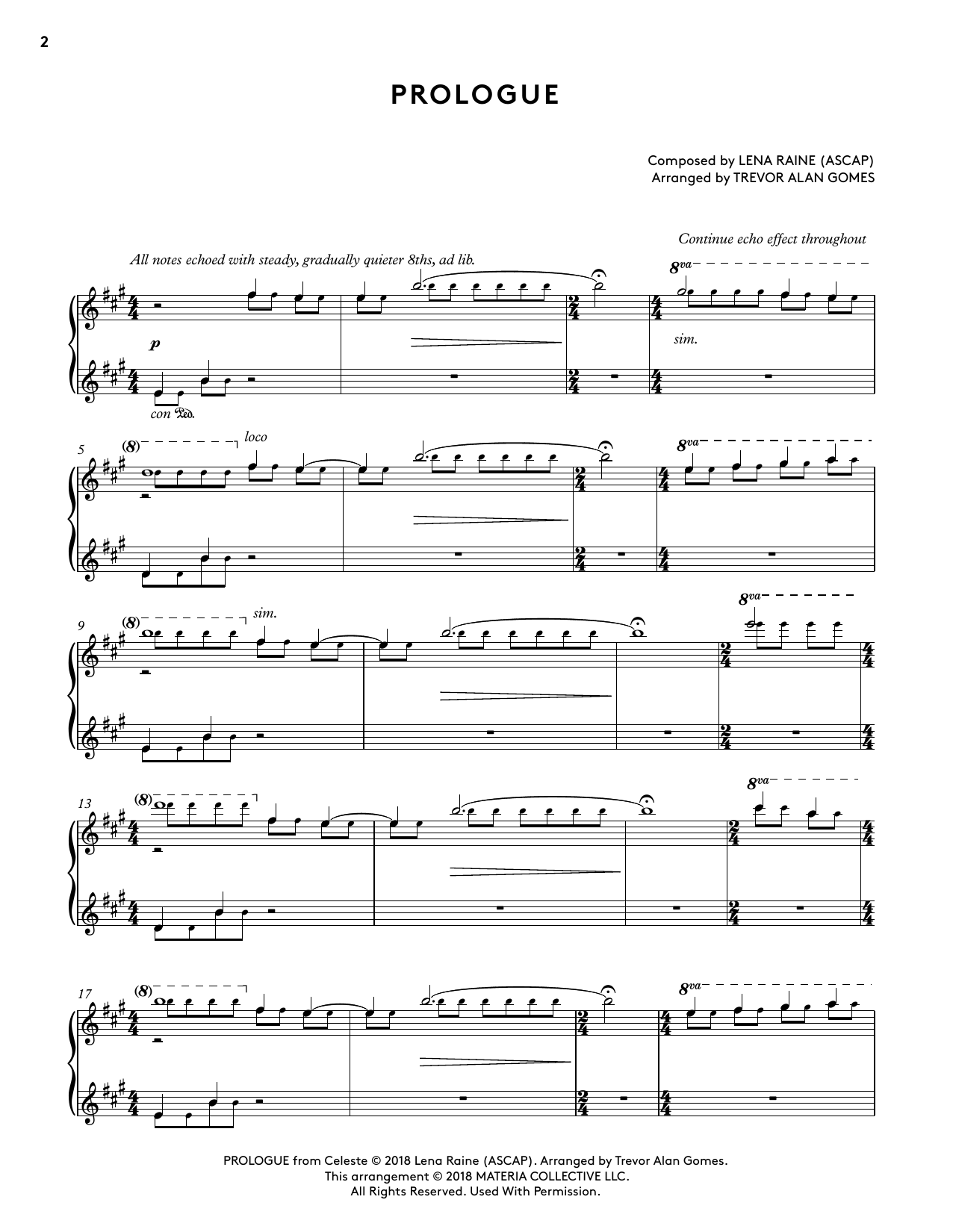 Download Lena Raine Prologue (from Celeste Piano Collection Sheet Music