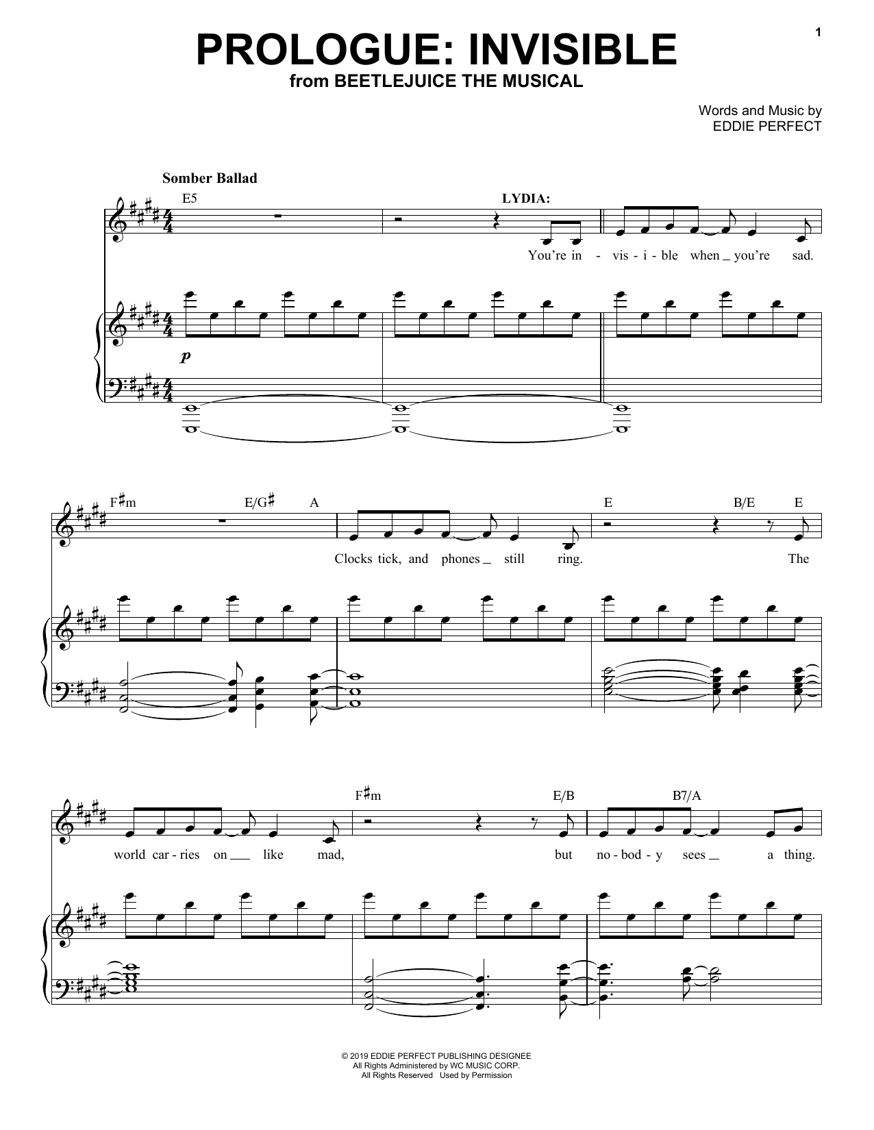 Download Eddie Perfect Prologue: Invisible (from Beetlejuice T Sheet Music