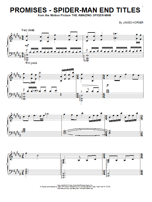 Download James Horner Promises (From The Amazing Spider-Man E Sheet Music