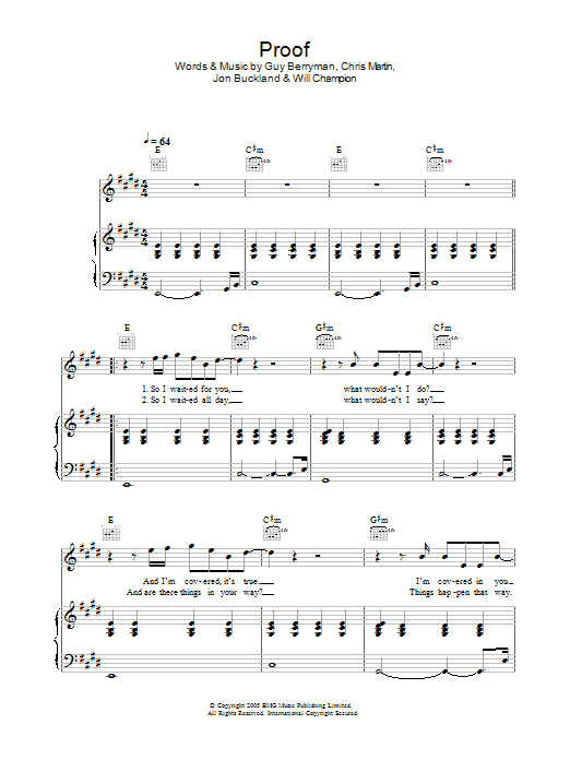 Download Coldplay Proof Sheet Music