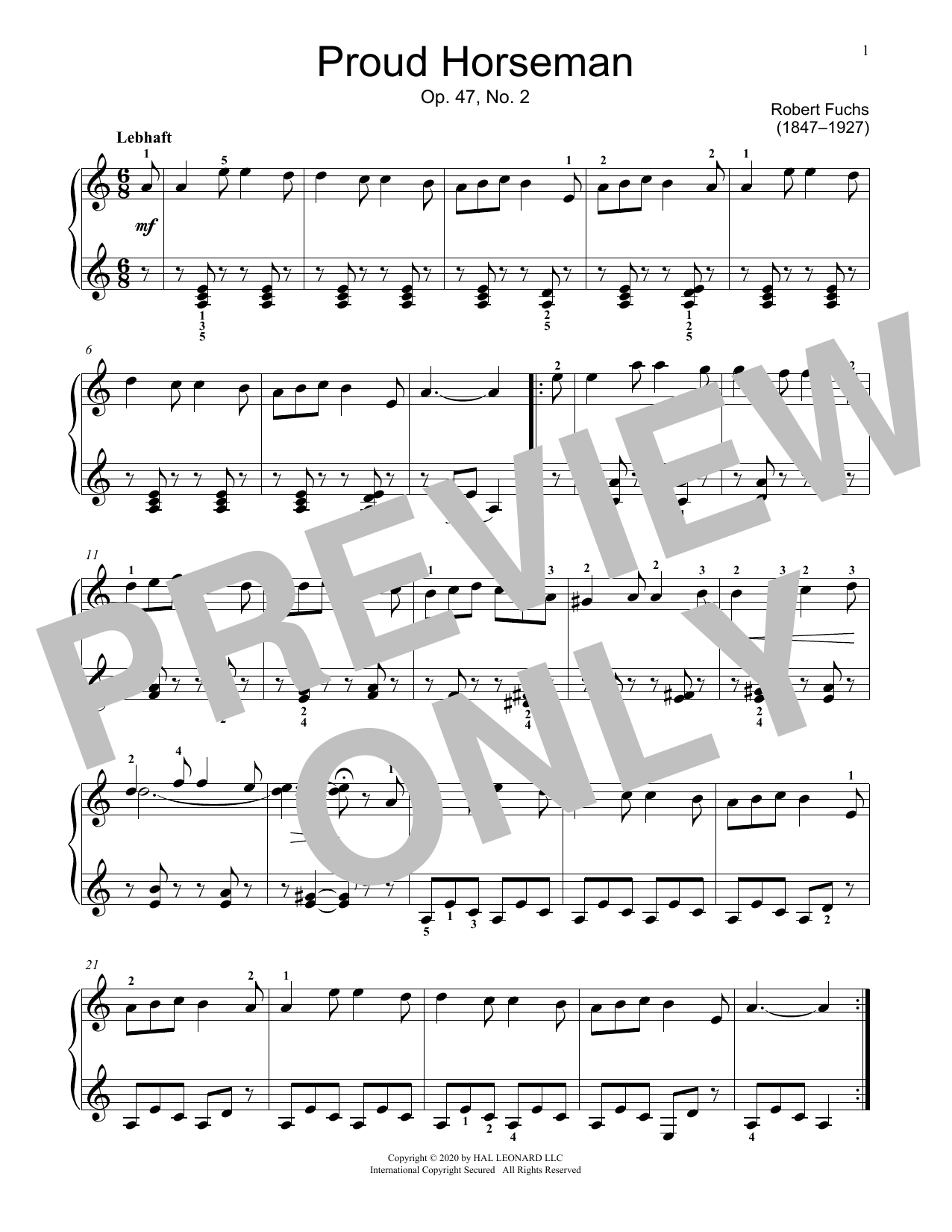Download Jennifer Linn Proud Horseman, Op. 47, No. 2 Sheet Music
