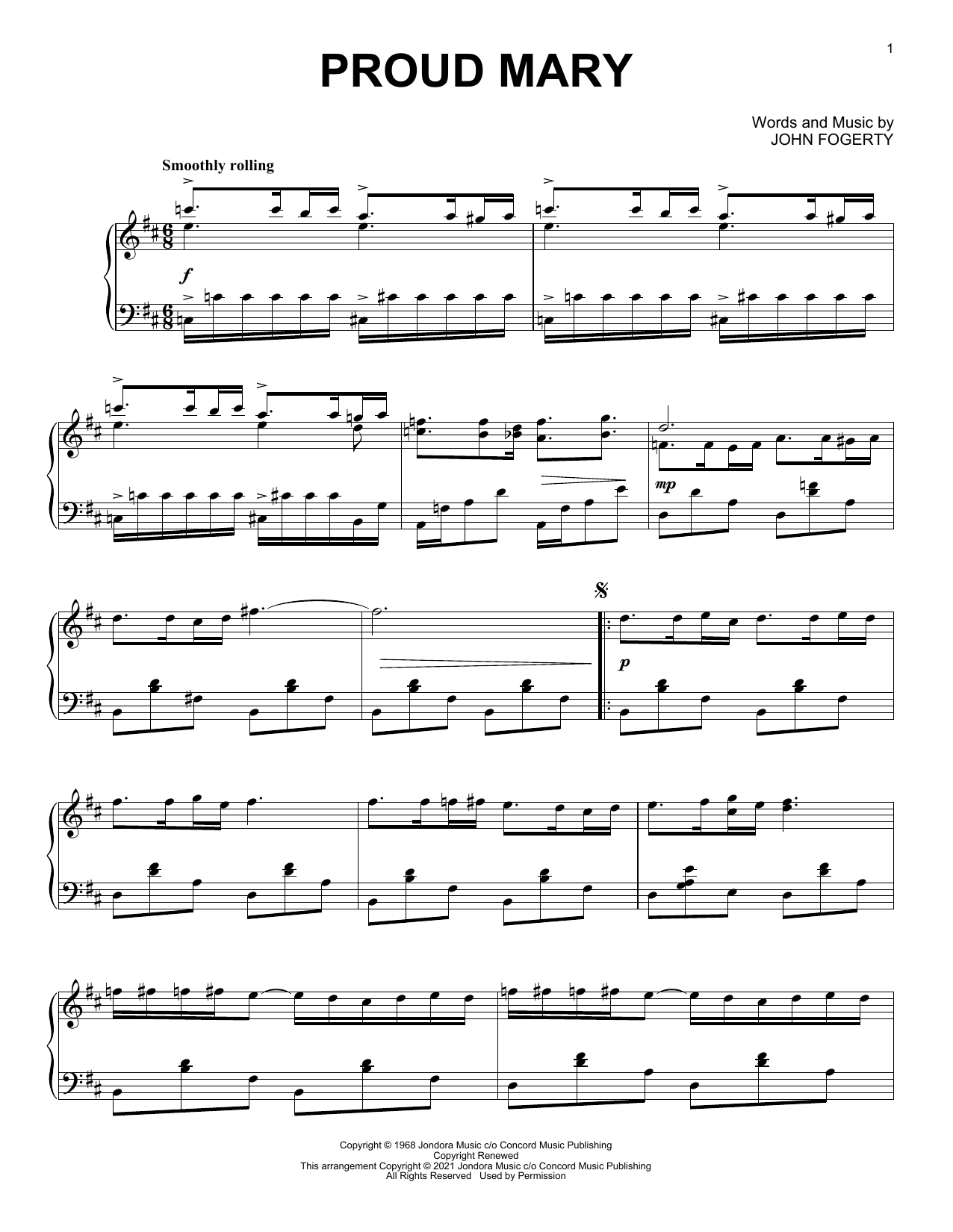 Download Creedence Clearwater Revival Proud Mary [Classical version] (arr. Da Sheet Music