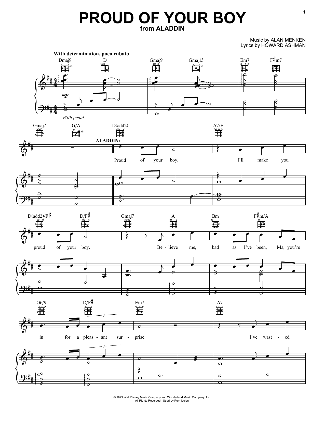 Download Alan Menken Proud Of Your Boy (from Aladdin: The Br Sheet Music