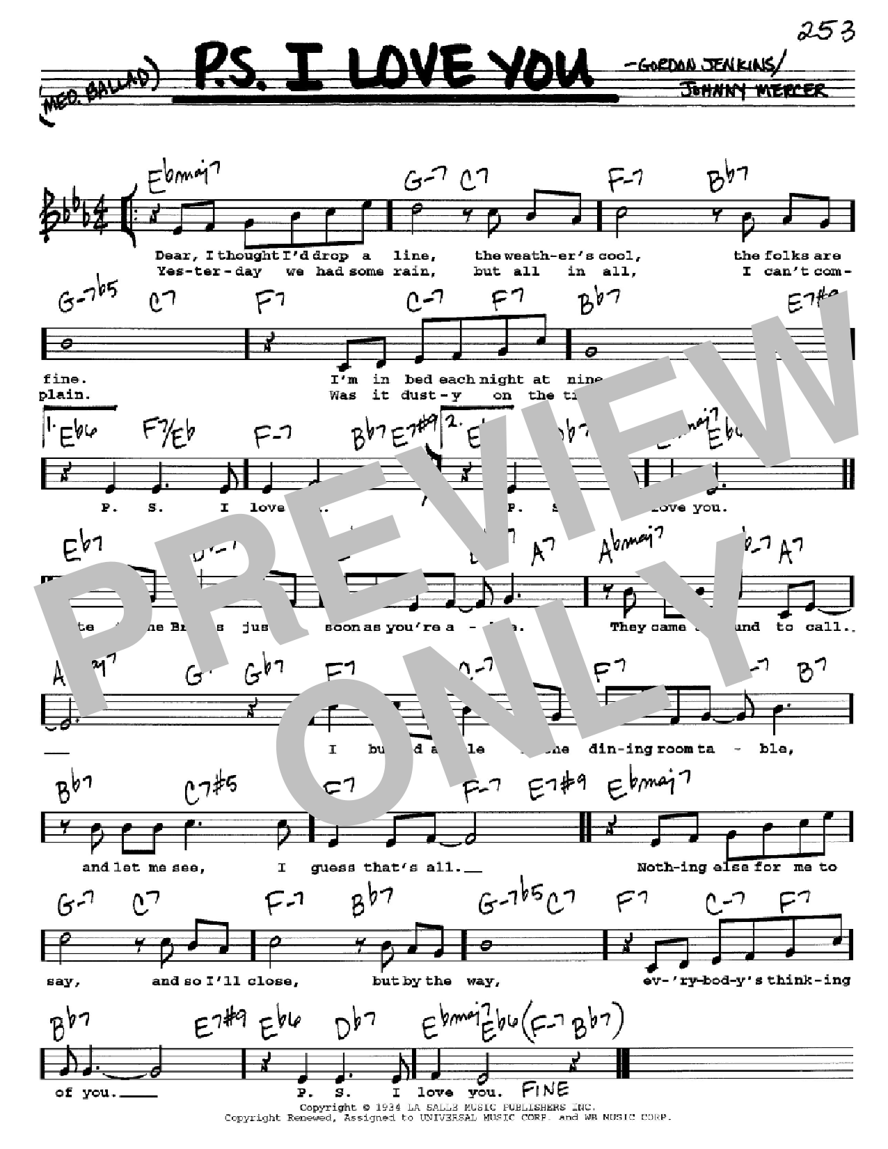 Download The Hilltoppers P.S. I Love You Sheet Music