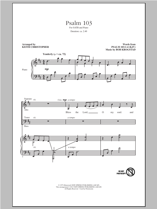 Download Keith Christopher Psalm 103 Sheet Music