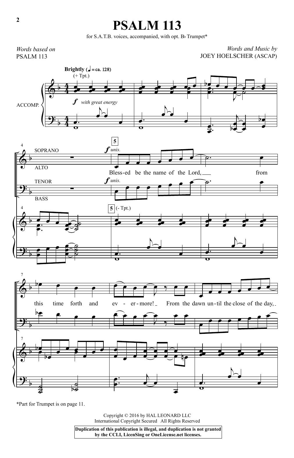 Download Joey Hoelscher Psalm 113 Sheet Music