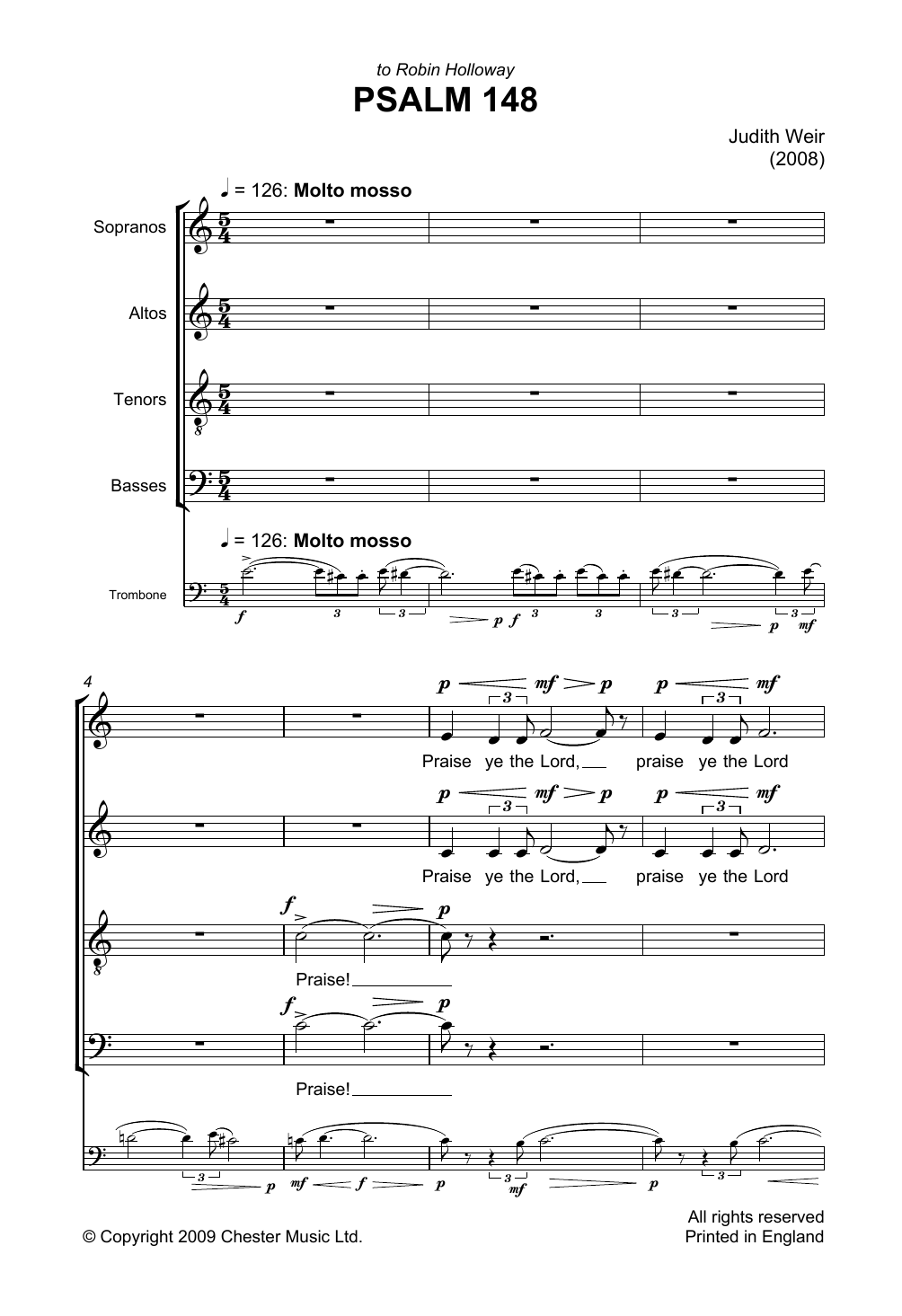 Download Judith Weir Psalm 148 Sheet Music