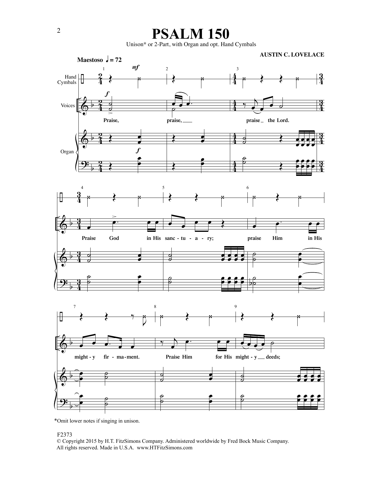 Download Austin Lovelace Psalm 150 Sheet Music