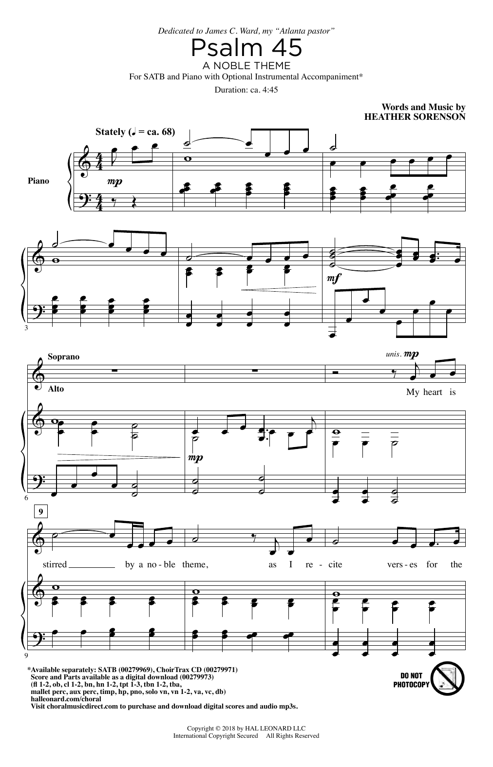 Download Heather Sorenson Psalm 45 (A Noble Theme) Sheet Music